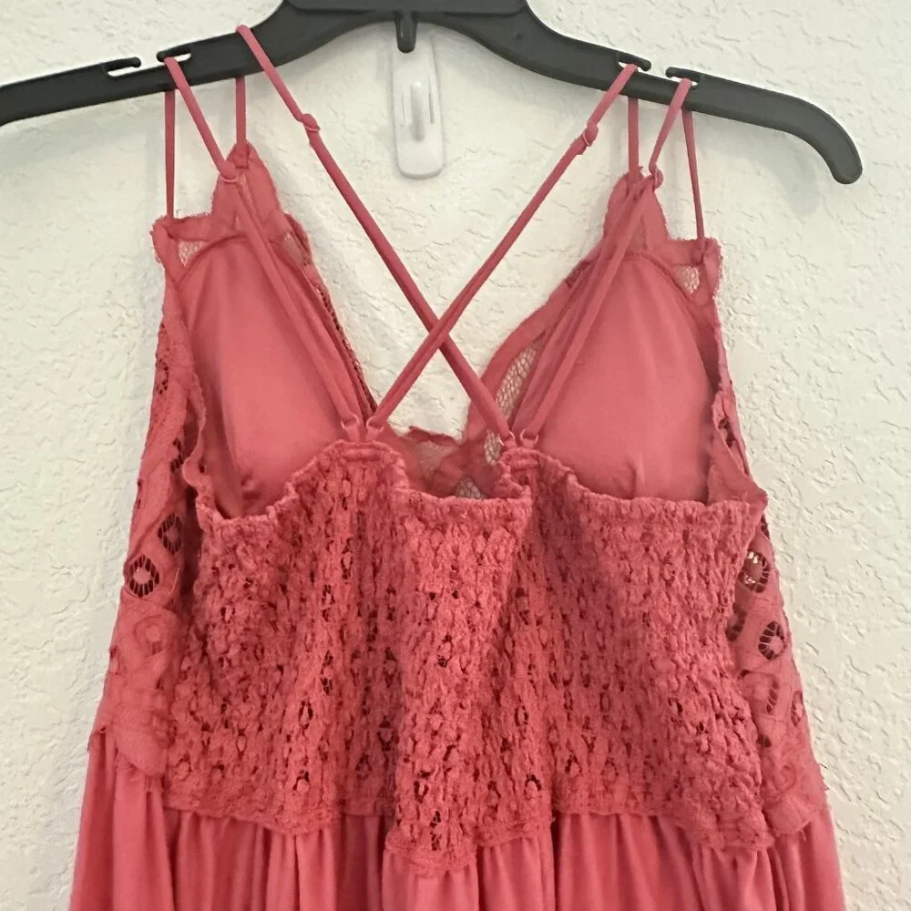 Zenana Babydoll Cami/Dress Womens 3X Pink Lace‎ Crochet Tiered Barbie Boho - Picture 3 of 12